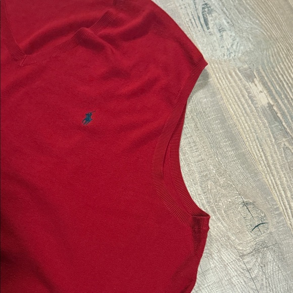 Polo by Ralph Lauren Men's V-Neck Sweater Vest in Red - Picture 6 of 9